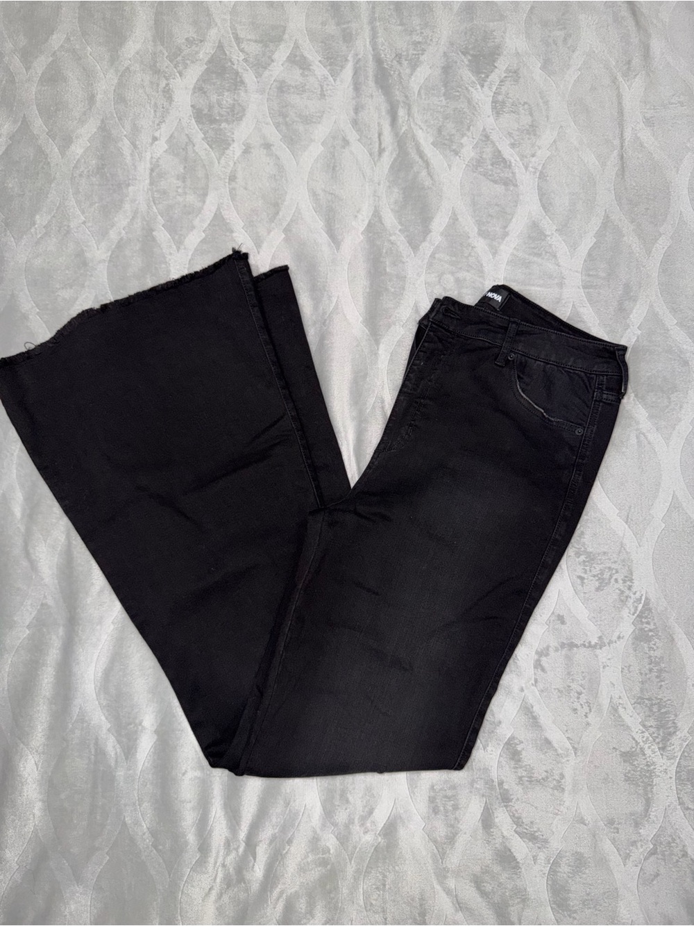 Fashion Nova Black Wide-Leg Flare Jeans